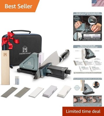 Ultimate Kitchen Knife Sharpener: 30 Angle Options & Leather Strop for Precision