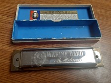 Vintage Pre War Harmonica Hohner Marine Band 364 Key C Old Excellence 12 Hole