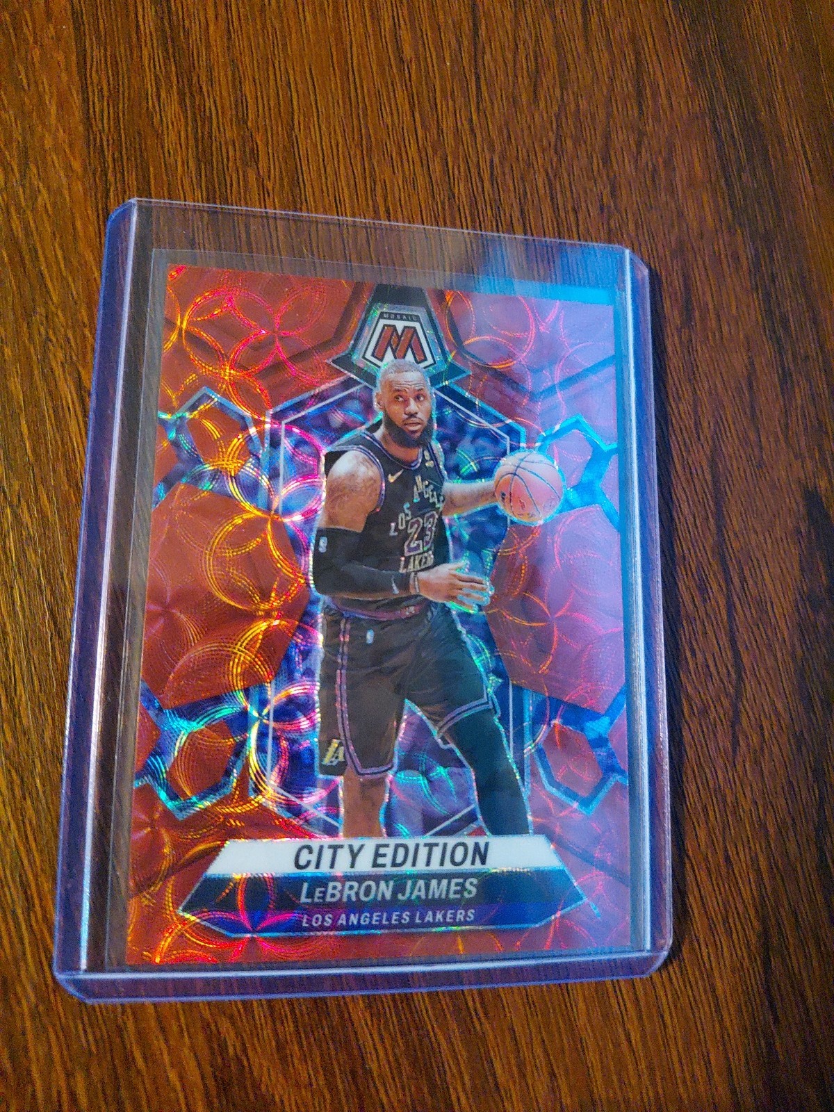 2024 Panini Mosaic-City Edition LeBron James International Red Mosaic Prizm /75