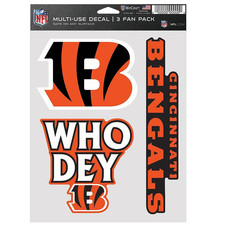 Cincinnati Bengals Multi-Use Decal / Sticker Sheet - 3 Fan Pack WinCraft