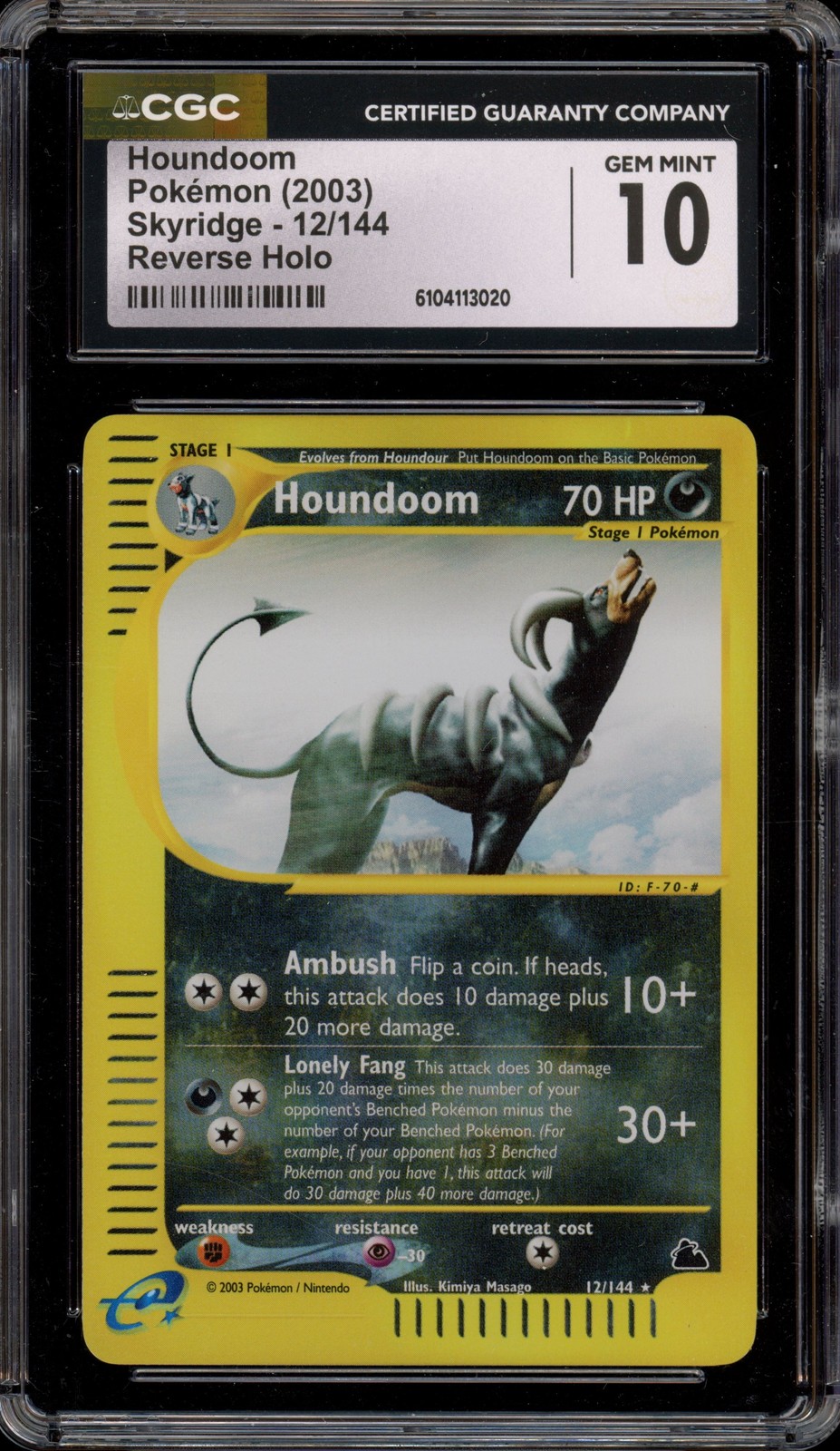 Pokemon Houndoom Skyridge Reverse Holo Rare #12 CGC 10 Gem Mint
