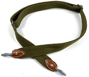 WWII M31 BREAD BAG BREADBAG CARRY STRAP-OLIVE WEBBING W/ RAW NATURAL LEATHER