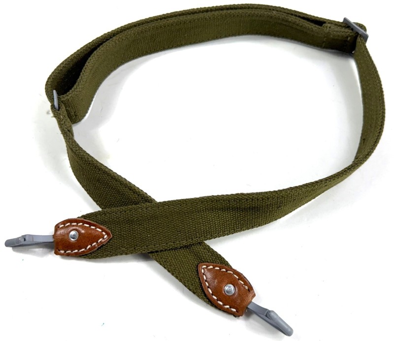 WWII M31 BREAD BAG BREADBAG CARRY STRAP-OLIVE WEBBING W/ RAW NATURAL LEATHER