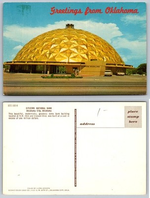 Vintage Citizens National Bank Geodesic Dome Postcard Oklahoma City OK