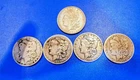 Lot of 5 Morgan silver Dollars 82,83o,84o,85o,1921s uncirculated