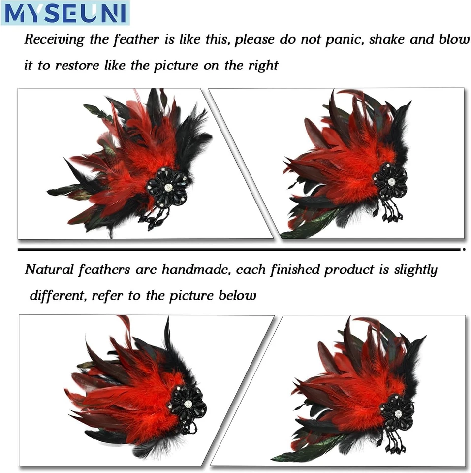 MYSEUNI 2024 Neue Maskerade Maske für Frauen mit Stab - Glänzende Damen Feder - Bild 4 von 4