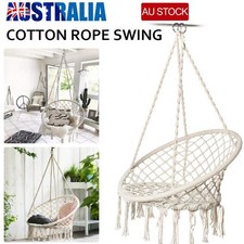 124CM Deluxe Hammock Chair Macrame Cotton Swing Bed Relax Outdoor Hanging Indoor
