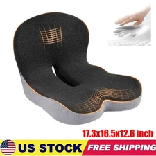 Memory Foam Seat Cushion w/Lumbar Support Pillow for Back & Sciatica Pain Relief