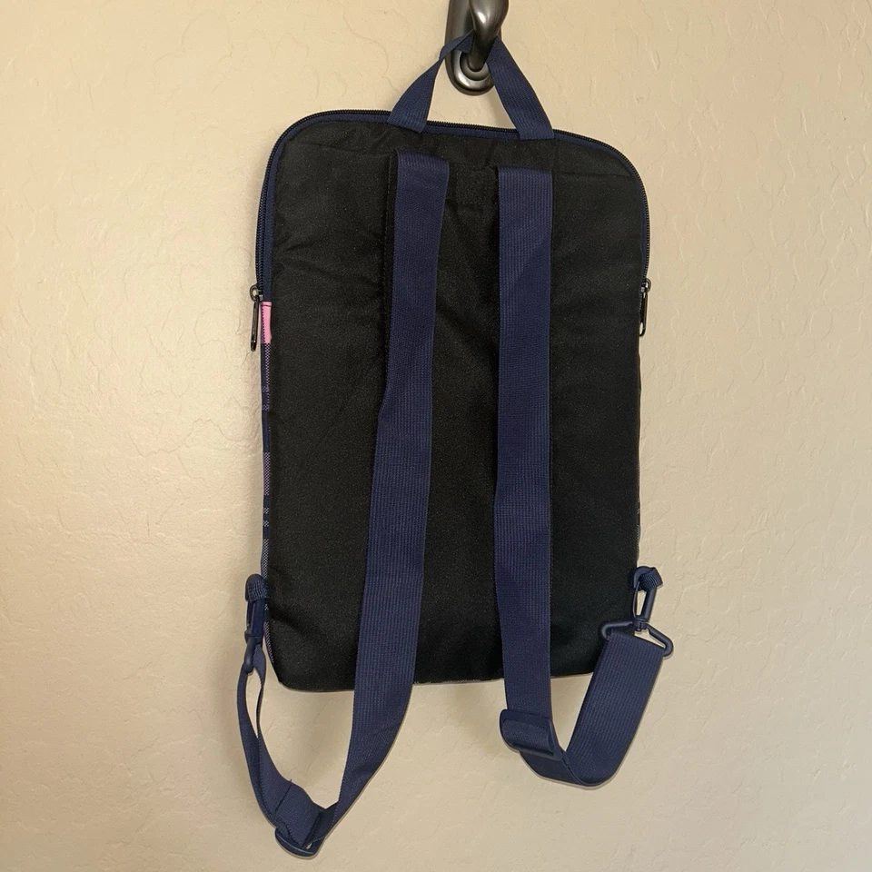 Mochila para computadora portátil JanSport Superbreak manga rosa y azul marino pansy Preston bolso a cuadros Foto 4 de 4