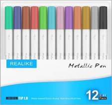 REALIKE Metallic Marker Pens Compatible with Cricut Joy pack set of 12 Pens 1.0