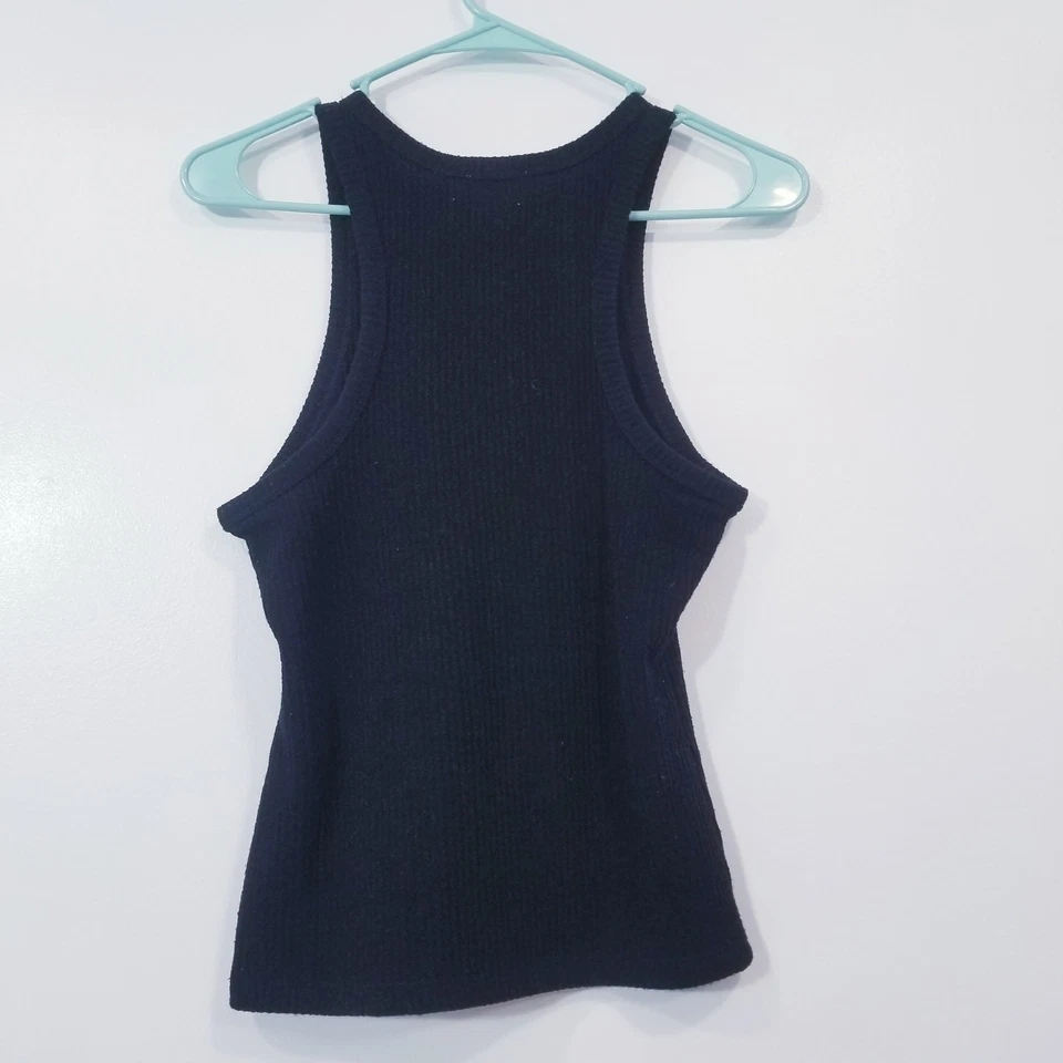 Aritzia Wilfred Women size Small Black Ribbed Knit Top Racer Back Sleeveless - Image 4 of 4