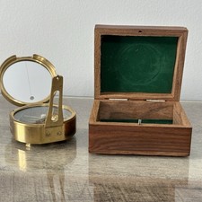 Vintage STANLEY LONDON Natural Sine Brass Compass & Wooden Box