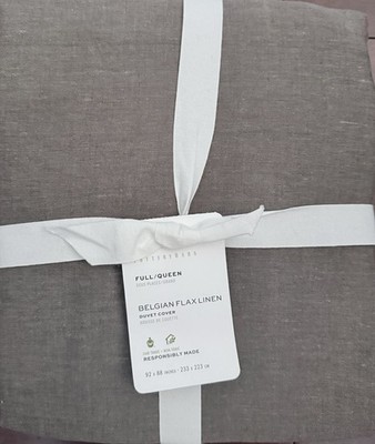 Pottery Barn Belgian Flax Linen  Full/Qn Duvet NO SHAMS In Cafe Noir