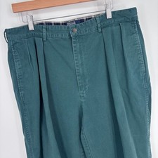 VTG 90s Polo Ralph Lauren Pleated Chino Pants Mens 35x29 Tag 36x30 Green USA