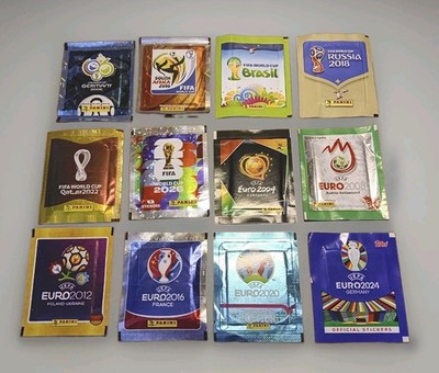 12x WORLD CUP & EUROS Panini Sticker Packs, 1 each tournament 2004-2026 NEW