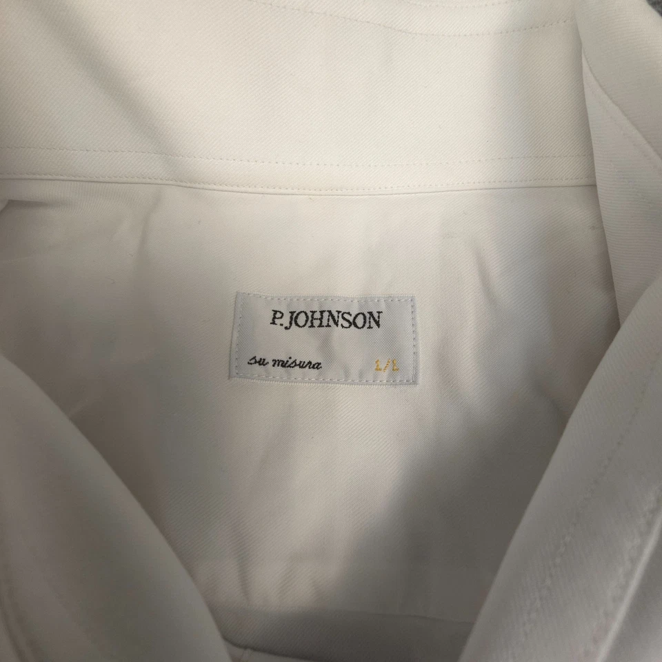 Camisa P Johnson Para Hombres PEQUEÑA Blanca Manga Larga Cuello Abotonado Formal Talla S Foto 3 de 4