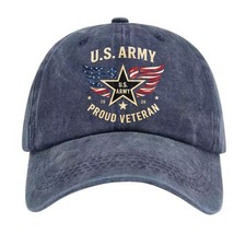 US Army Veteran Hat Proud Veteran Military Patriotic Adjustable Cap Gift