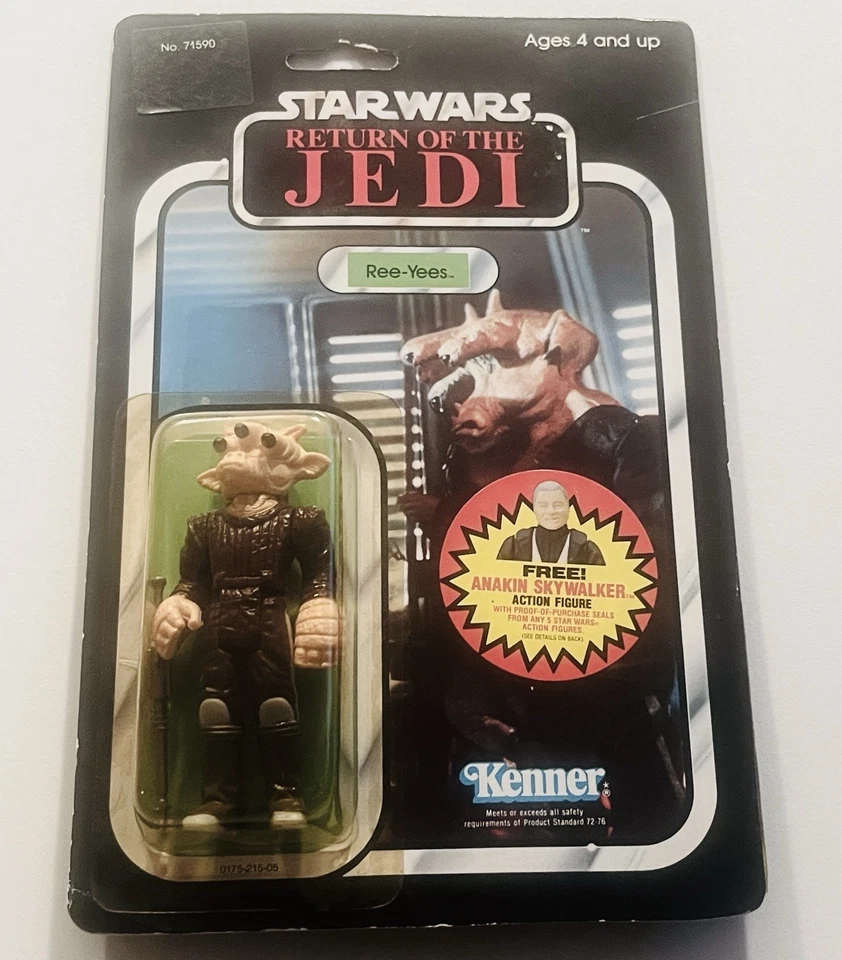 REE-YEES - 1984 MOC 77A Kenner Vintage Star Wars Figura ROTJ con Estuche Star Foto 3 de 4