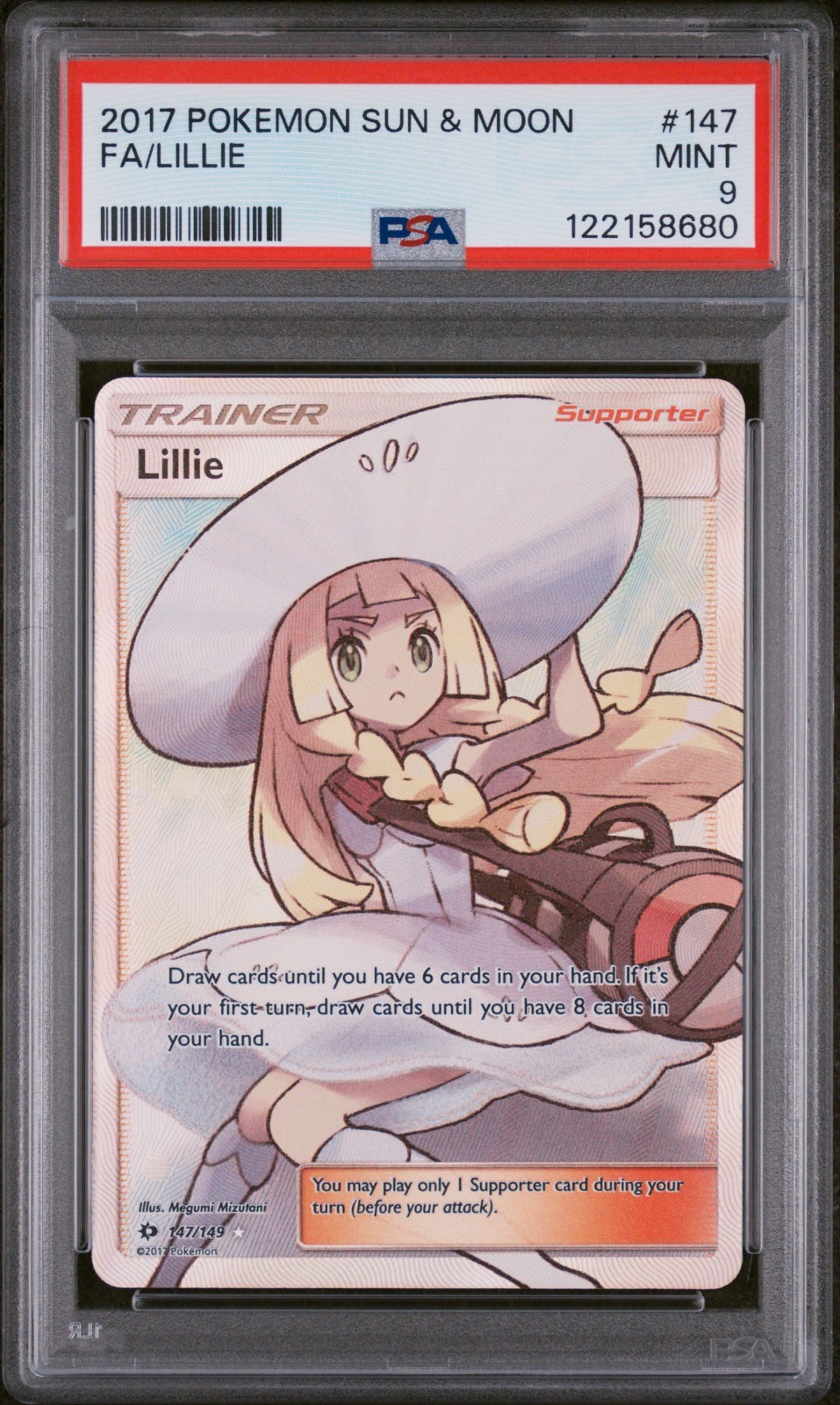 PSA 9 Lillie 147/149 Sun & Moon 2017 Pokemon Card