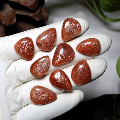 Solar Sparks~ 9 Pcs Natural Confetti Sunstone Teardrop Crystal Mineral Jewel Set