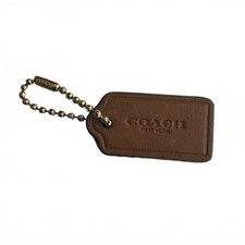 Coach Leather Hang Tag Bag Charm Tan 1.5"