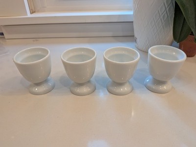 Apilco Porcelain France Egg Cup Classic Double White Lot Set Of 5 French Bistro
