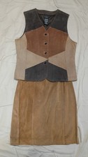 Vtg 90s Real Leather Outlook Vest/Faded Glory Skirt Never Worn Ladies Med 8/10 