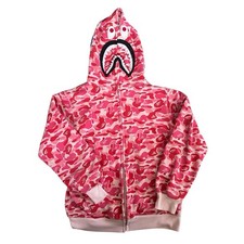 A Bathing Ape BAPE ABC Camo Shark Full Zip Hoodie Pink Camo Streetwear - Medium