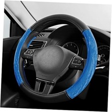 Steering Wheel Cover, Silk Grain Leather Car Steering Wheel Protector, Blue