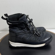 Sorel Winter Snow Boots Youth Size 3 Black Waterproof Insulated Ankle Nylon