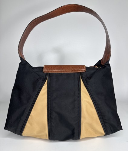 LONGCHAMP Le Pliage Schultertasche erweiterbar Nylon Leder schwarz/hellbraun - Bild 6 von 15