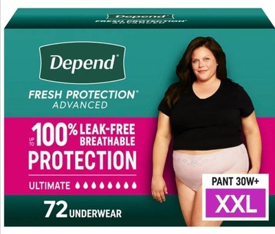 Women XX Large Depends Fresh Protection Advanced Ultimate Underwear 72-ct