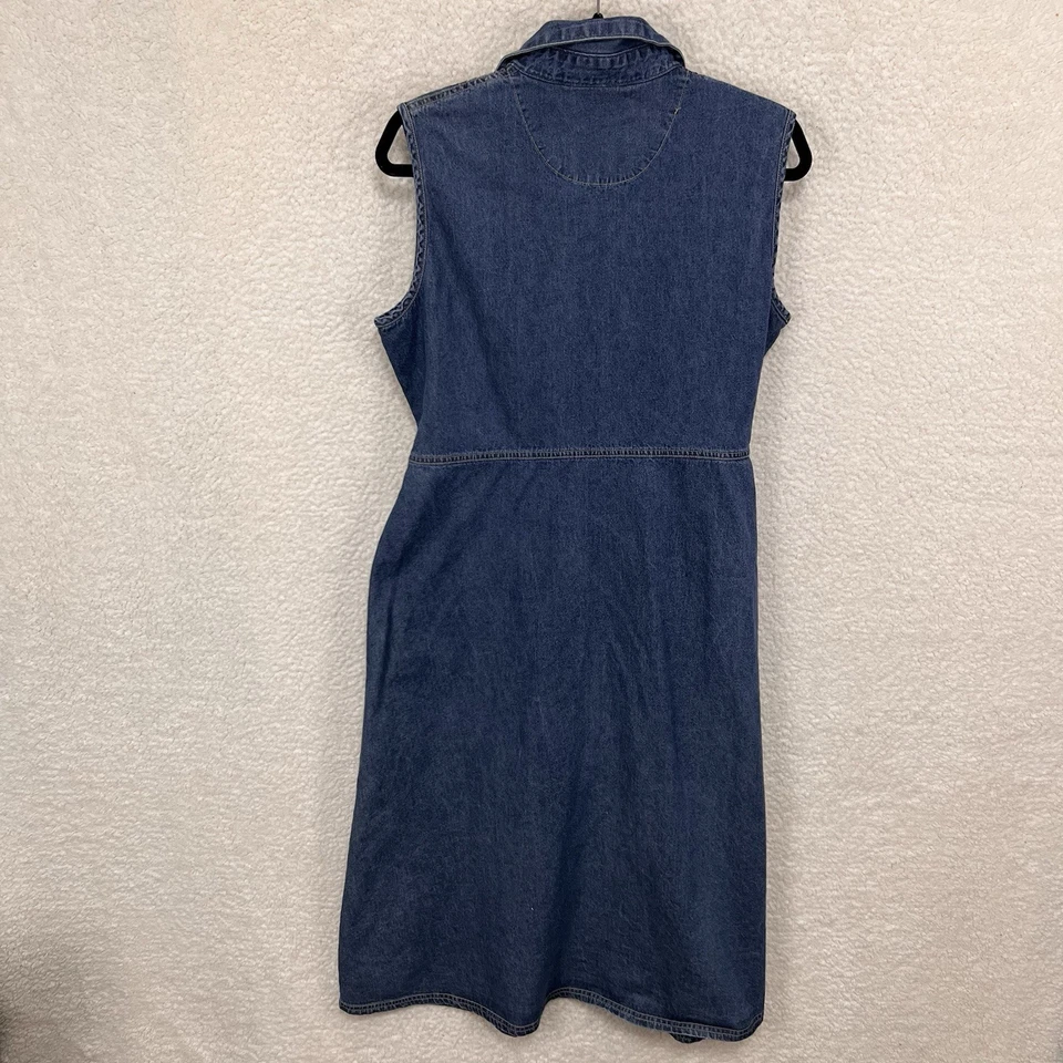 VTG Cherokee Midi Denim Dress Women’s XL Pleated Bodice Sleeveless Button Up - Image 2 of 4