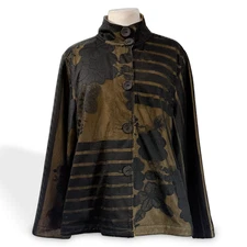 John Mark Womens Brown Jacket/Shirt L Classic Floral Reversible New with tag