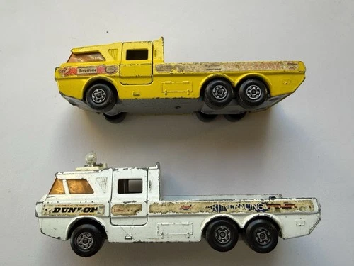 Two Matchbox Super Kings K-7 Racing Car Transporters 1972 Lesney Vintage