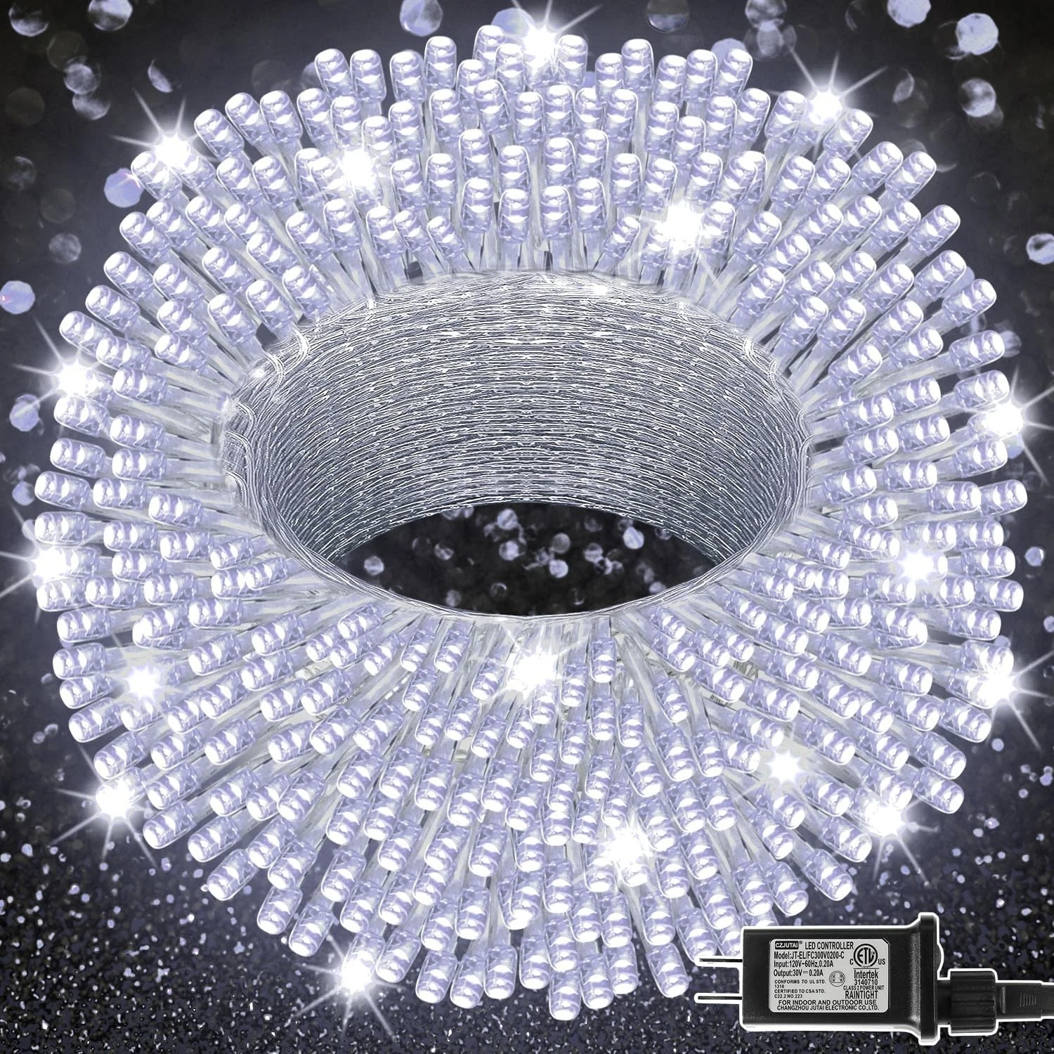 LJLNION 300 LED String Lights Outdoor Indoor, Extra Long 98.5FT Super White
