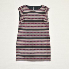 Banana Republic Women Crew Neck Shift Dress Polyester Striped Size 4 Sleeveless