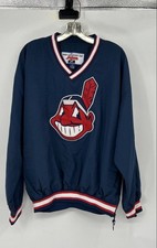Pro Player Mens Blue Chief Wahoo Cleveland Indians MLB Windbreaker Jacket Size L