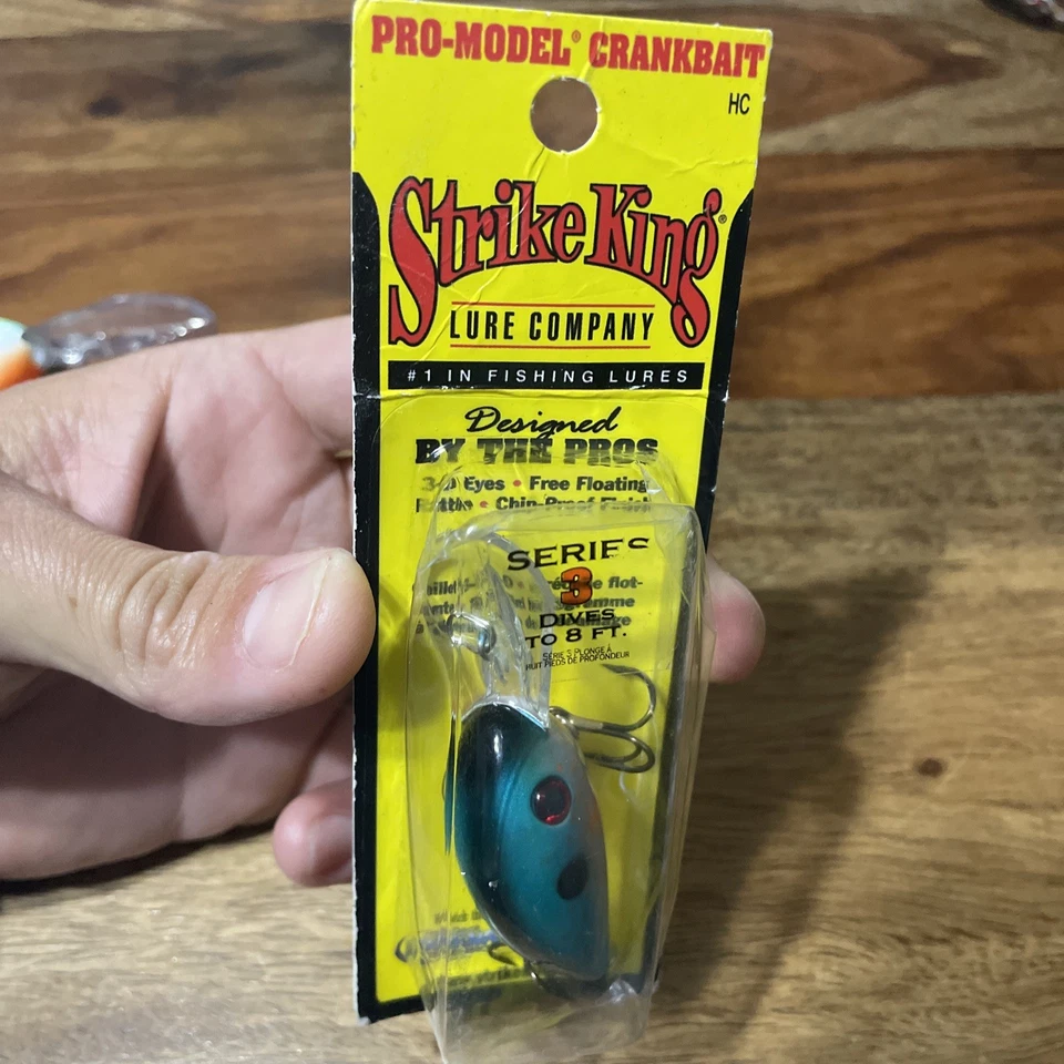 Vintage Strike King Crankbait Fishing Lures. Rare Pumpkinseed Pattern. New. - Image 3 of 4