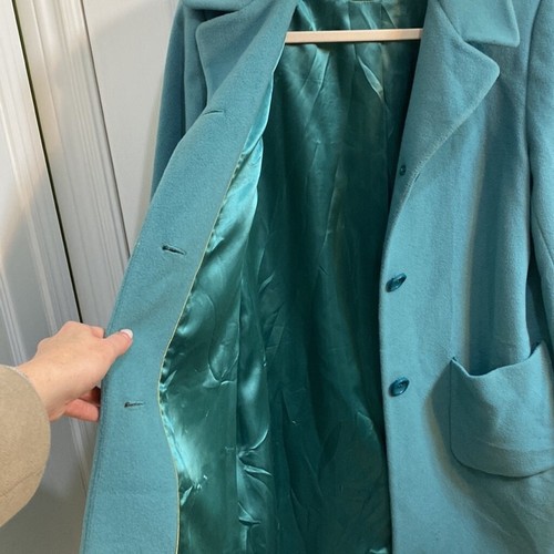 Larry Levine Merino Wool Turquoise Women’s Pea Coat Dress Jacket Size 16 XL Fall - Picture 6 of 9
