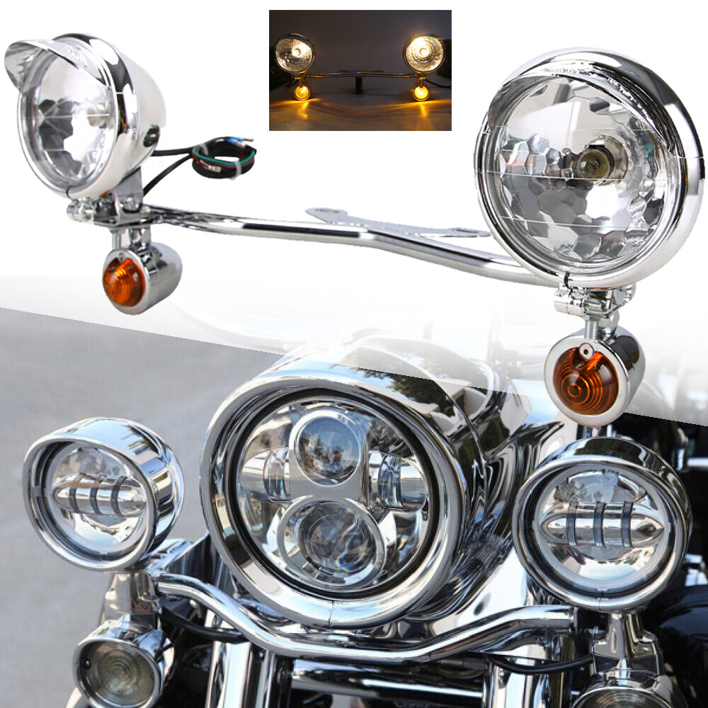 ハーレーダビットソン　passin lamp
trim ring Fog Passing Light Bar w/ Turn Signal Lamp For Harley Road