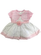 Infant Girls White Eyelet Easter  Holiday Baby Dress  Pink Lace Jacket