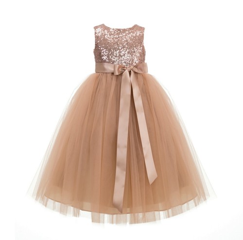 Sequin Heart Cutout Flower Girl Dresses Wedding Dress Junior Bridesmaid Dresses - Picture 27 of 67