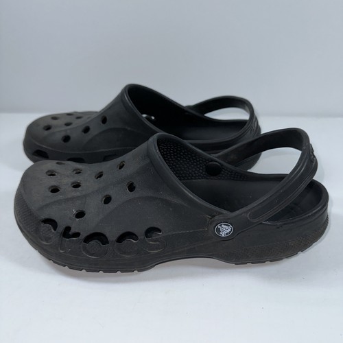 CROCS CLASSIC BLACK Slip On Rubber Water Friendly Clogs US Mens 11 Vented - Picture 3 of 8