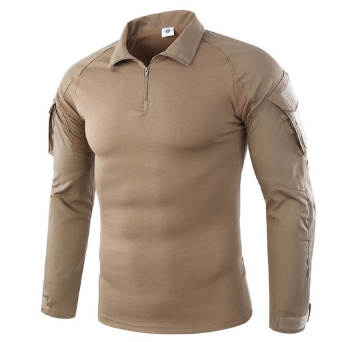 Army T-shirt Mens Military Tactical Combat Shirt Camo Long Sleeve Tee Pullover - Picture 12 of 45