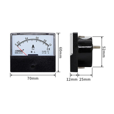 1PC New DH-670 Analog Ammeter AMP Current Meter Gauge AC 0-1A