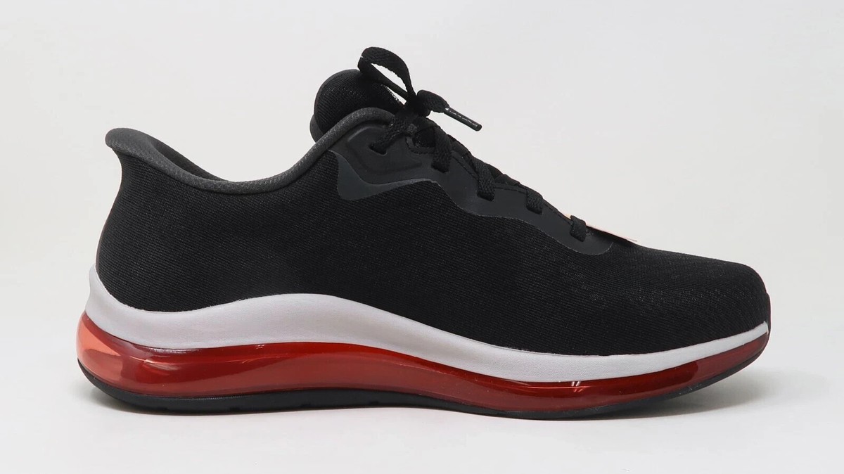 Skechers Shoes Mens Slip Ins Air Black Red Sport Memory foam Mesh