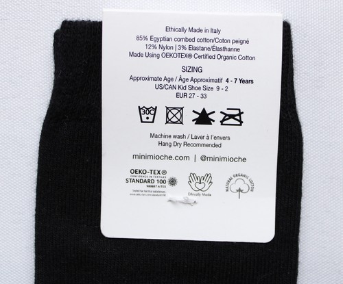 Mini Mioche Unisex Kids Organic Combed Cotton Socks DM3 Black Size 4-7 Years NWT - Picture 4 of 4