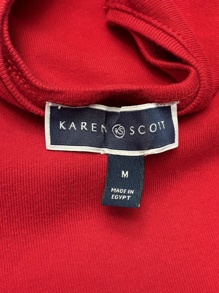Top de mujer Karen Scott talla M rojo sin mangas cuello redondo 100 % algodón Foto 3 de 4
