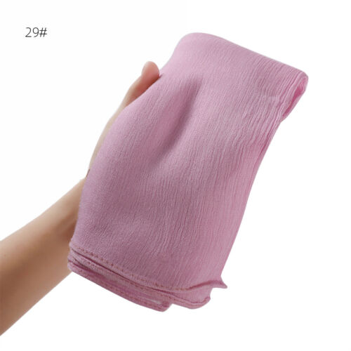 Women's Pleated Scarf Viscose Solid Color Breathable Muslim Headscarf Shawl Wrap - Picture 49 of 61